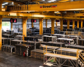 USP Steels Ltd warehouse with steel plates stacked on pallets, steel stockholder and supplier delivering across the UK and Ireland.